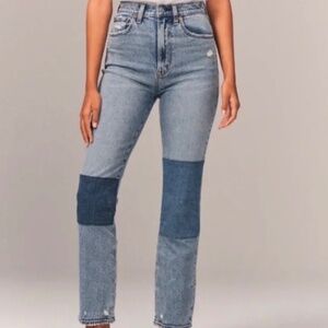Abercrombie blue jeans with patchwork